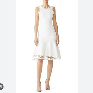 Milly White Knit Diamond Cut Sleeveless Knee Length Dress size 18/20